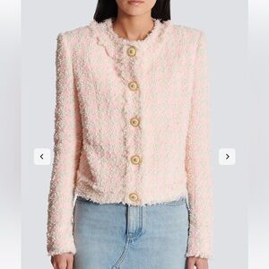 Balmain Pastel Pink and Cream 5-Button Tweed Jacket size 34, brand new with tags